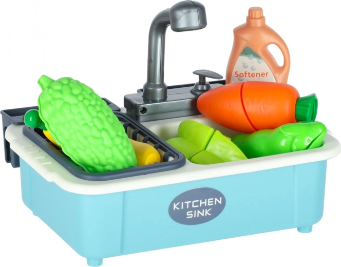Realistic sink with rack for water and washing play