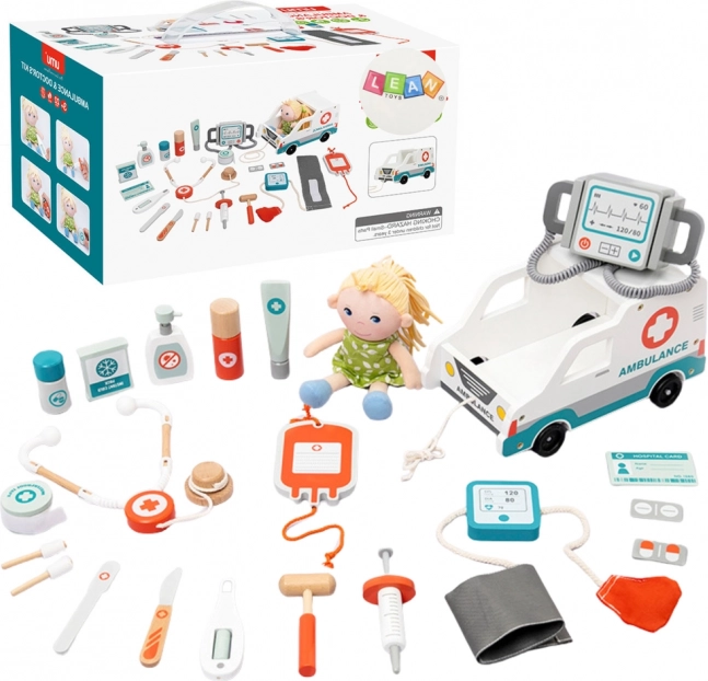 Kit de secours en bois pour enfants, 22 pcs