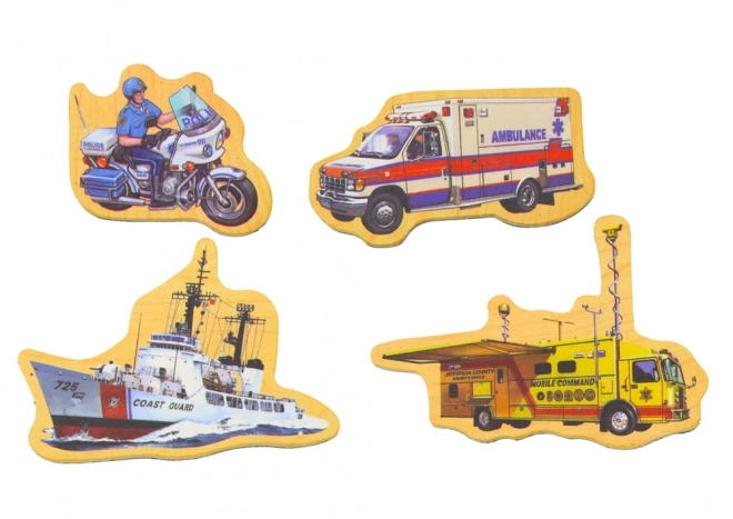 Wooden Magnets with Vehicles, Ships, and Airplanes, 20 Pieces
