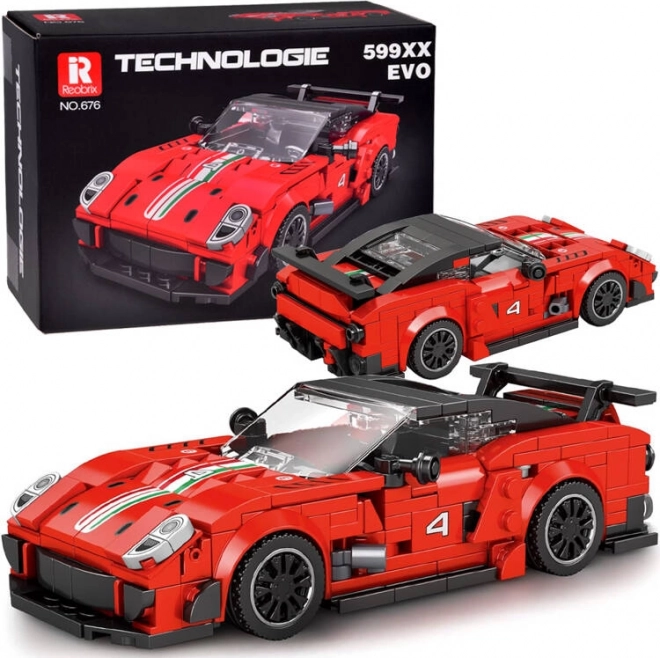 Technical building set – red supercar with spoiler, 413 pieces