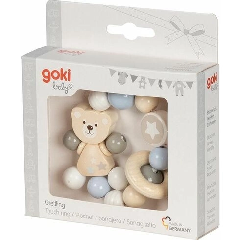 Goki Tasthand Motorik-Ring Bär mit Glöckchen