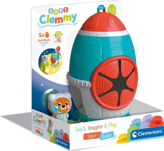 CLEMENTONI SOFT CLEMMY Box Ruimteraket met 5 blokken