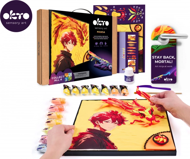 OKTO Manga-Motiv der Elemente Feuer – Kunstset 30 × 40 cm