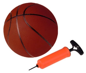 Basketbalbord met bal en pomp