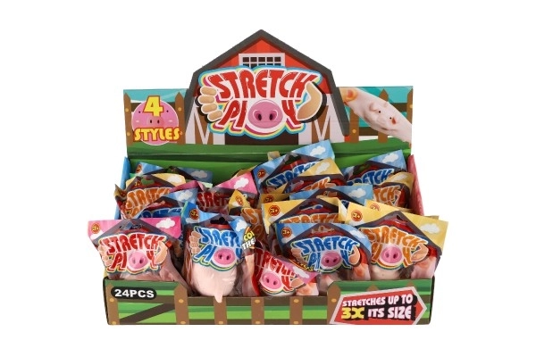Varken/varkentje anti-stress knijpfiguurtje siliconen 6cm 4 varianten 24 stuks in doos