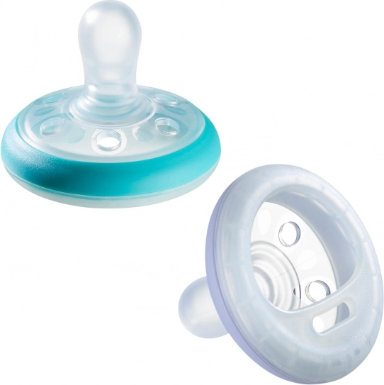 Pacifier, breast-like, Natural Night silicone, 6–18m, 2 pcs