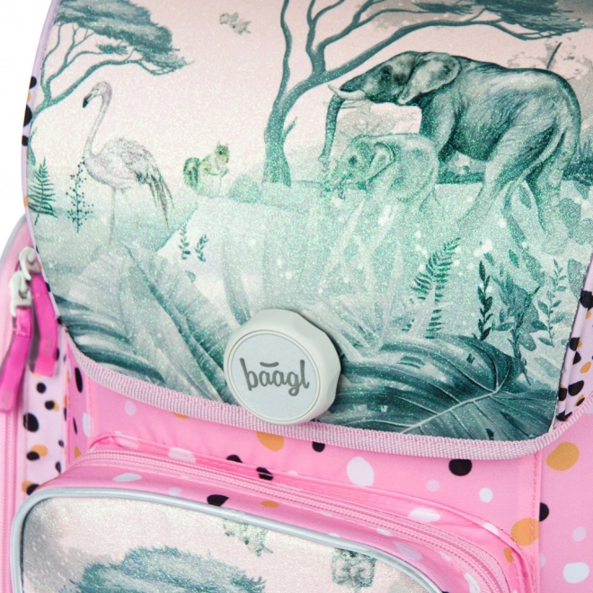Schoolset BAAGL Safari: Ergonomische rugzak, etui, zak, mappen, doos