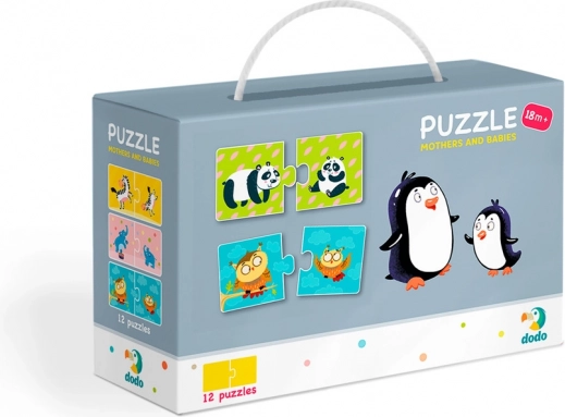 Puzzel dierenmoeders en jongen 12×2 stukjes
