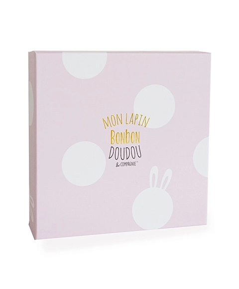 Doudou cadeau set - roze pluchen konijntje