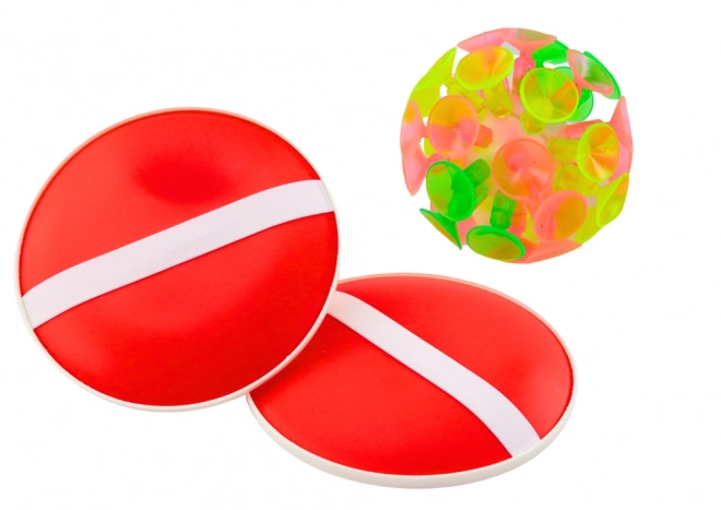 Behendigheidsspel met Paletten en Bal met Zuignappen Rood