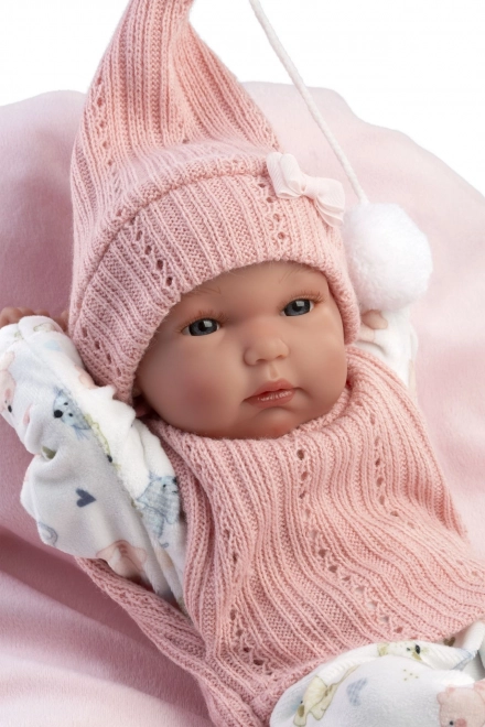 Realistische pop baby MEISJE met volledig vinyl lichaam 35 cm