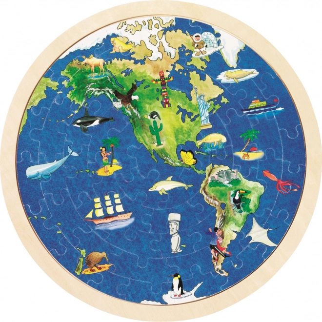 Dubbelzijdige puzzel wereldkaart