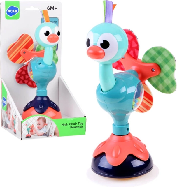 Magical Peacock Rattle with Suction Cup for Babies