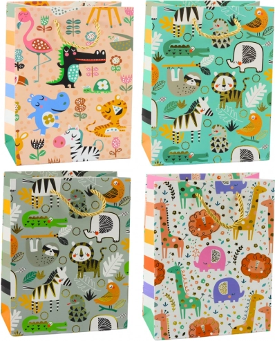 Sac cadeau en papier Safari animaux 23 x 18 x 10,5 cm