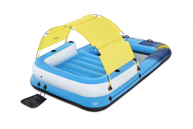 Schwimminsel für 4 Personen mit Sonnendach und Netzboden
