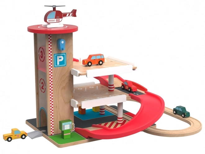 Houten garage met treinset voor kinderen