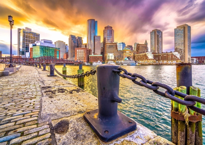 Puzzle ENJOY Bostonse haven bij zonsondergang, VS – 1000 stukjes
