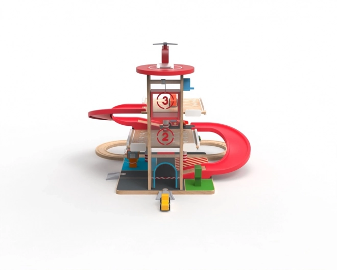 Houten garage met treinset voor kinderen