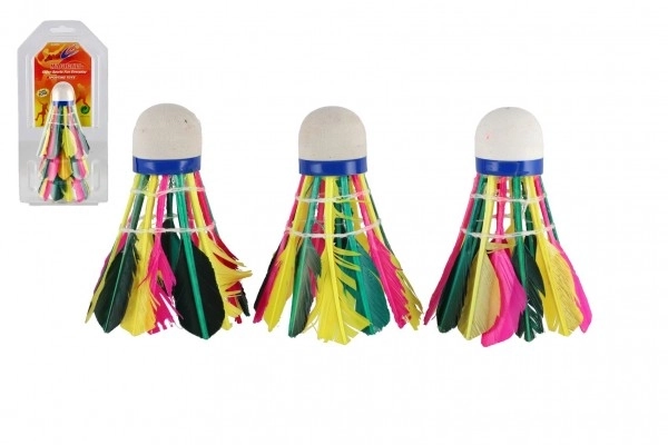 Volants de badminton en plumes multicolores, 3 pièces