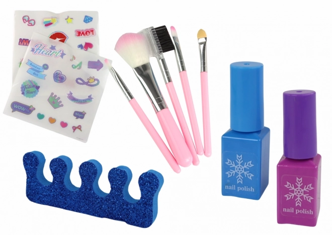 Cosmeticaset Cosmetica Make-up Nagelproductie Blauwe kist