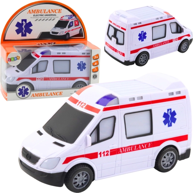 Elektrische kinderspeelgoedambulance op batterijen met licht en geluid