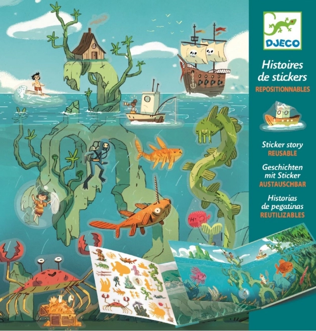 Histoire avec autocollants repositionnables Aventures sous-marines