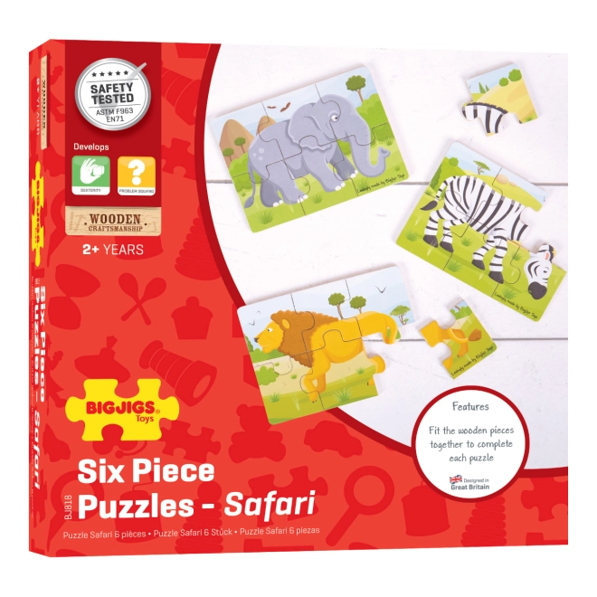 Three separate puzzles with Safari animals