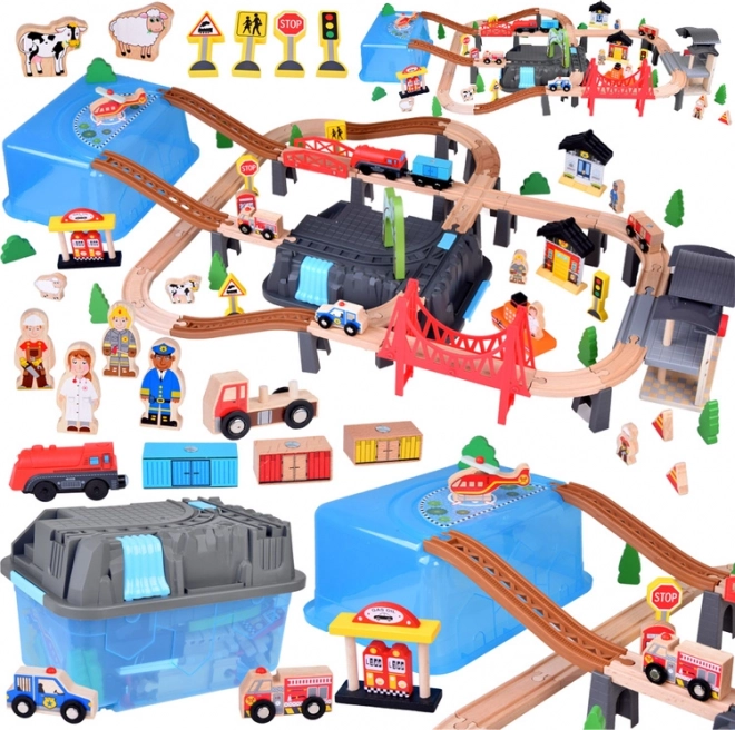 Wooden Railway with City Train 100 pcs