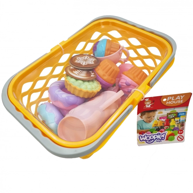 Woopie winkelmandje met theeset en snoepjes 26 stuks