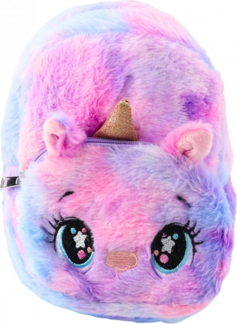 Sac à dos en peluche pour enfants Licorne bleu-rose pastel 20 cm 3 L