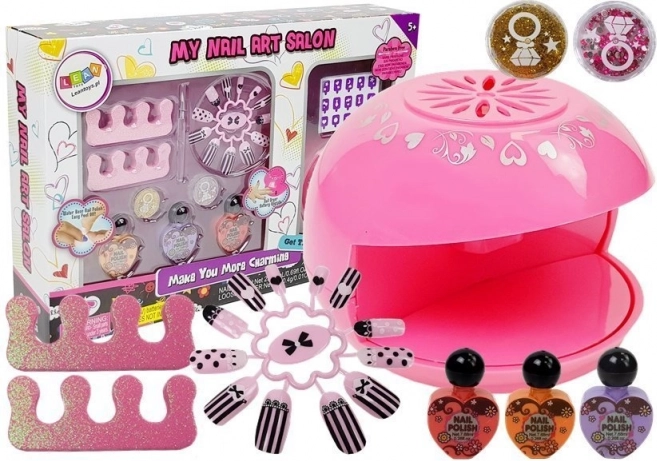 Kit de création d’ongles avec sèche-cheveux et paillettes
