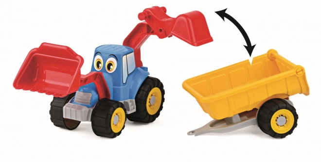 Androni Vrolijke tractor met aanhanger - 55 cm