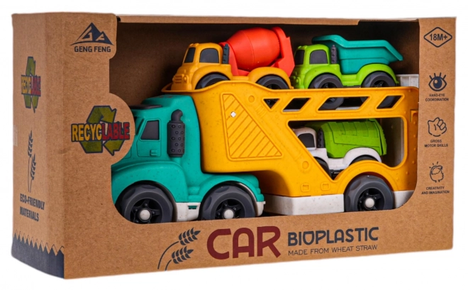 Ecologische set voertuigen vrachtwagen + auto's