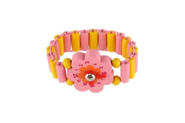 Horloge hout armband 7cm mix soorten/kleuren met standaard