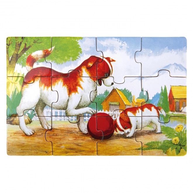 Holzpuzzle mit Tieren in der Box