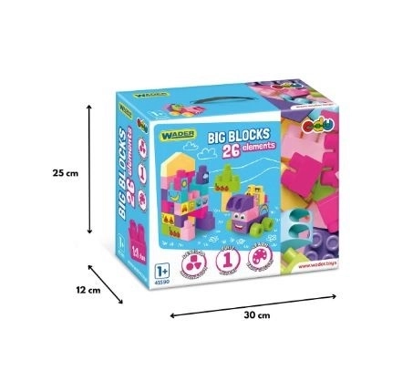 Wader große Bausteine 26 Stück rosa