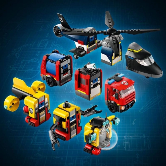 LEGOae City 60462 Remix: Hélicoptère, camion de pompiers et sous-marin