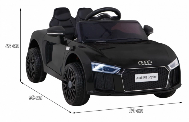 Audi R8 kinder elektrische auto zwart met afstandsbediening, EVA wielen, langzame start en MP3 LED