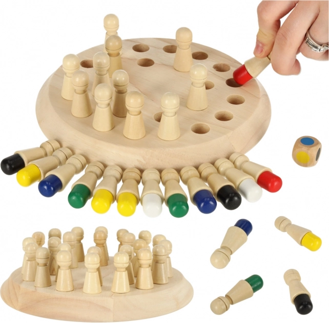 Houten logische geheugenspel – gekleurde pinnetjes