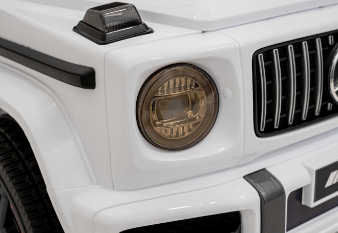 Mercedes AMG G63 voor kinderen wit + afstandsbediening + MP3 LED + langzame start + EVA + gordels