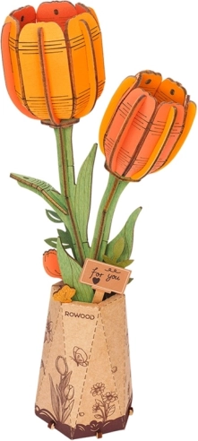 robo time puzzle 3D en bois tulipe orange