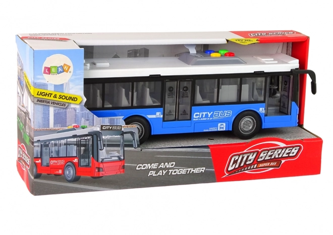 Interactive Battery-Powered Bus with Lights and Sounds Blue 1:16