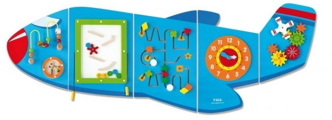 VIGA Montessori Wooden Wall Sensory Board Airplane