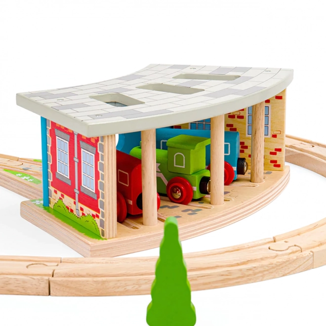 Bigjigs Rail Drievoudig Depot met Deuren
