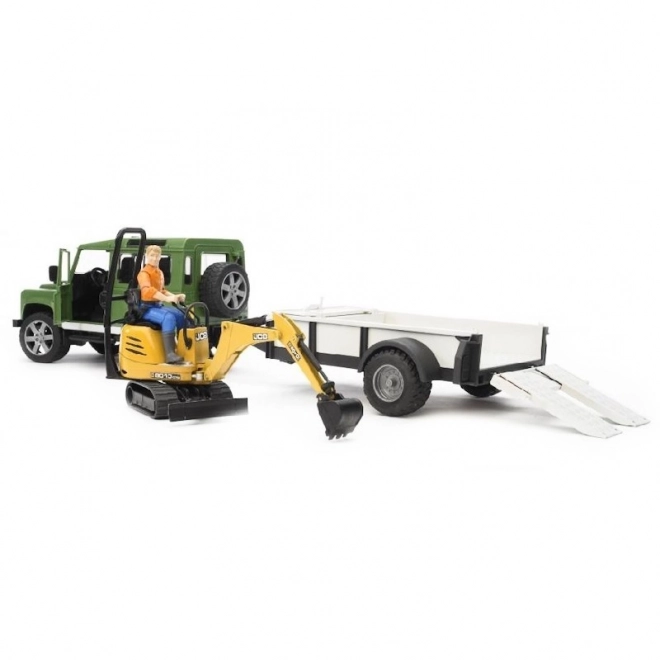 Speelset Bruder SUV en rupsgraafmachine JCB met aanhanger