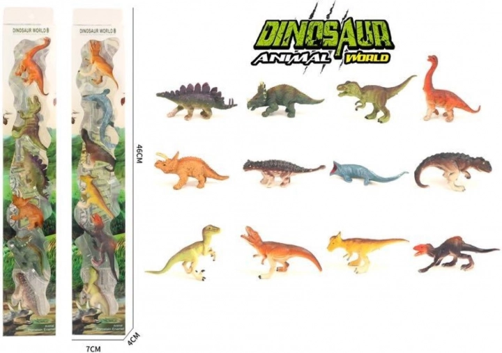 Set of 6 Plastic Dinosaurs in Blister