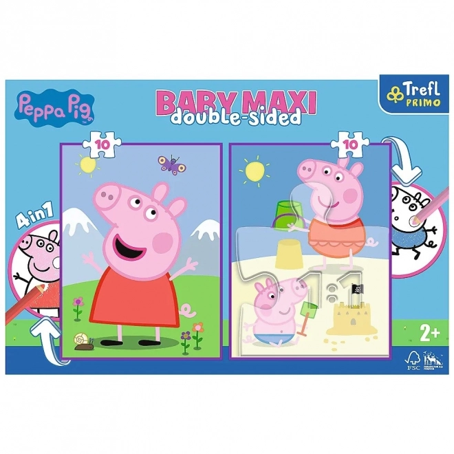 Baby MAXI 2x10 stukken puzzel Peppa's vrolijke dag, Peppa Big