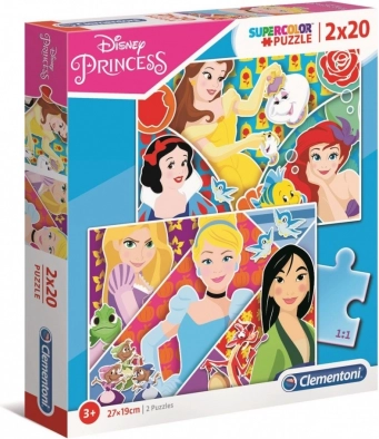puzzle 2×20 pièces super color – princesses