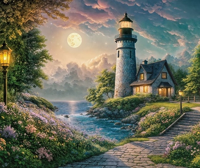 Puzzle Lighthouse by Moonlight 500 Pieces by Cherry Pazzi