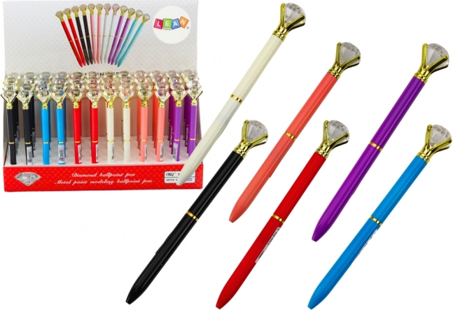 Balpen met kristal, blauwe vulling 0,7 mm – mix kleuren